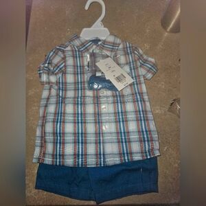BRAND NEW WITH TAGS, CROWN & IVY BABY BOY OUTFIT, Cubic teal, 6 months